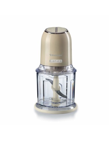 immagine di Ariete 438, Tritatutto Vintage, Chopper e Tritaghiaccio, 2 velocità, 4 lame in Acciaio Inox, Tazza graduata 600 ml, 400 W, Beige